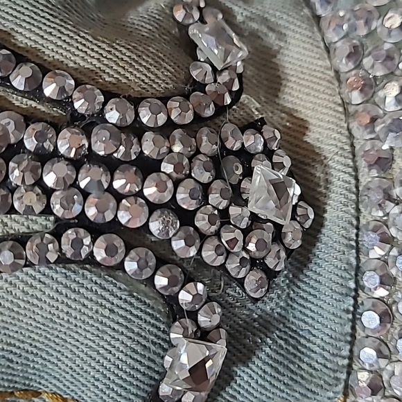 FLEUR-DE-LIS RHINESTONES STUDDED DISTRESSED FAUX-LEATHER DENIM CAP HAT - Picture 4 of 16